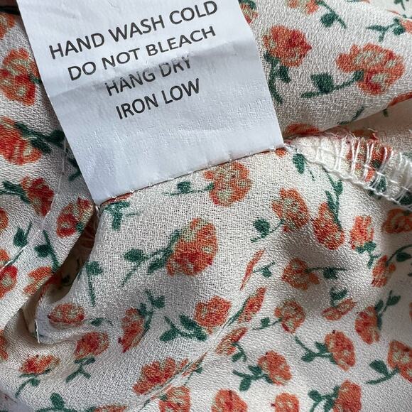 Cottagecore Floral Boho Peplum Blouse White Orange Small Dainty Quarter Sleeve - Picture 8 of 8